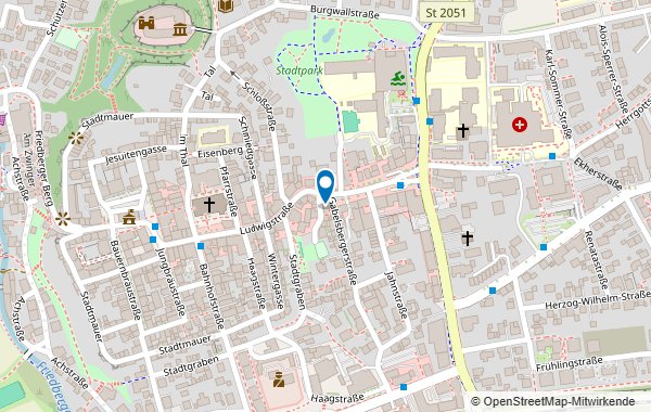 Kartenausschnitt: Ludwigstraße 34 in 86316 Friedberg (OpenStreetMap)